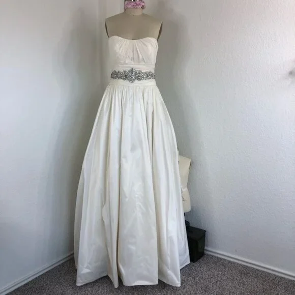 Maggie Sottero Sweetheart Lace Up Jeweled Bead Bustle Train Wedding Dress - Picture 1 of 14